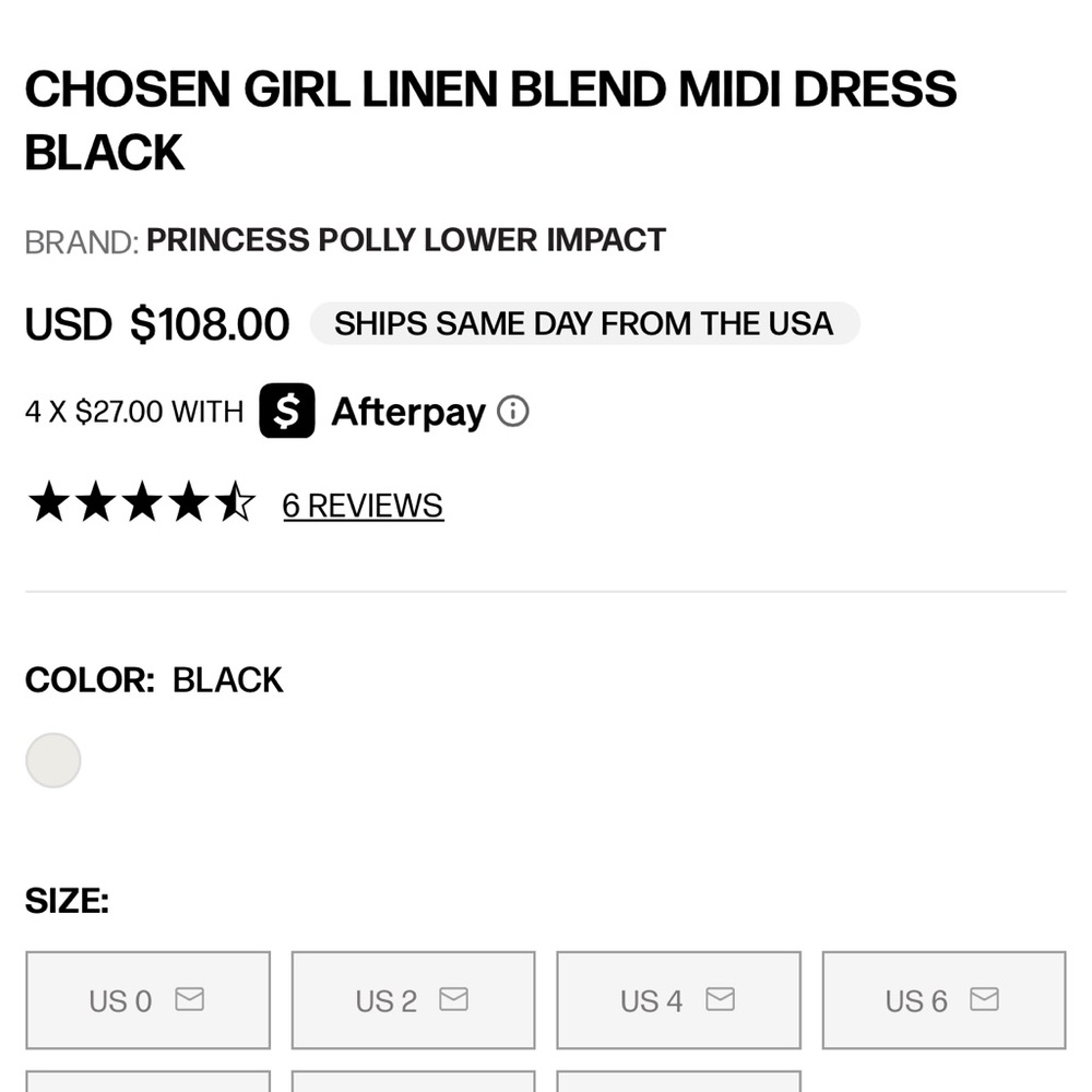 Princess Polly CHOSEN GIRL LINEN BLEND MIDI DRESS BLACK - Picture 9 of 10